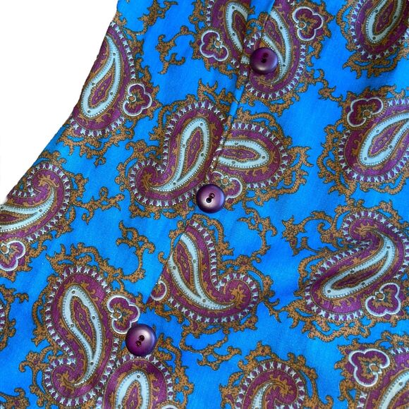 Vintage Dress Pleated Paisley VTG Shaker Square by Bill Sims Retro - Picture 6 of 11